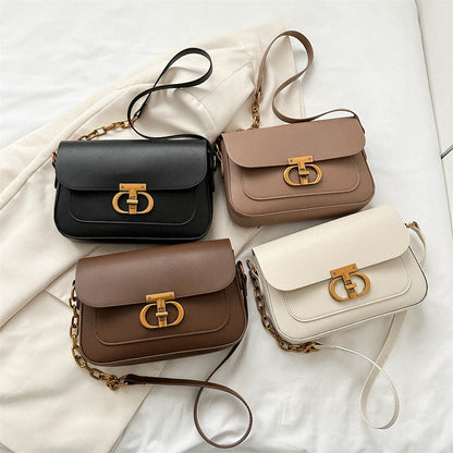 Lightweight women's shoulder bag – horizontal square design, PU leather, casual daily use