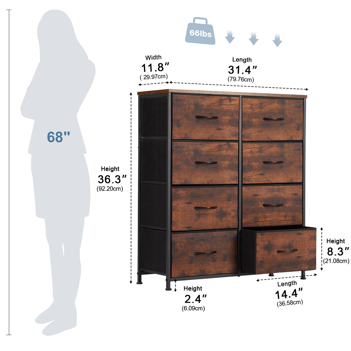 Large Capacity 5-10 Drawer Fabric Storage Cabinet Organizer