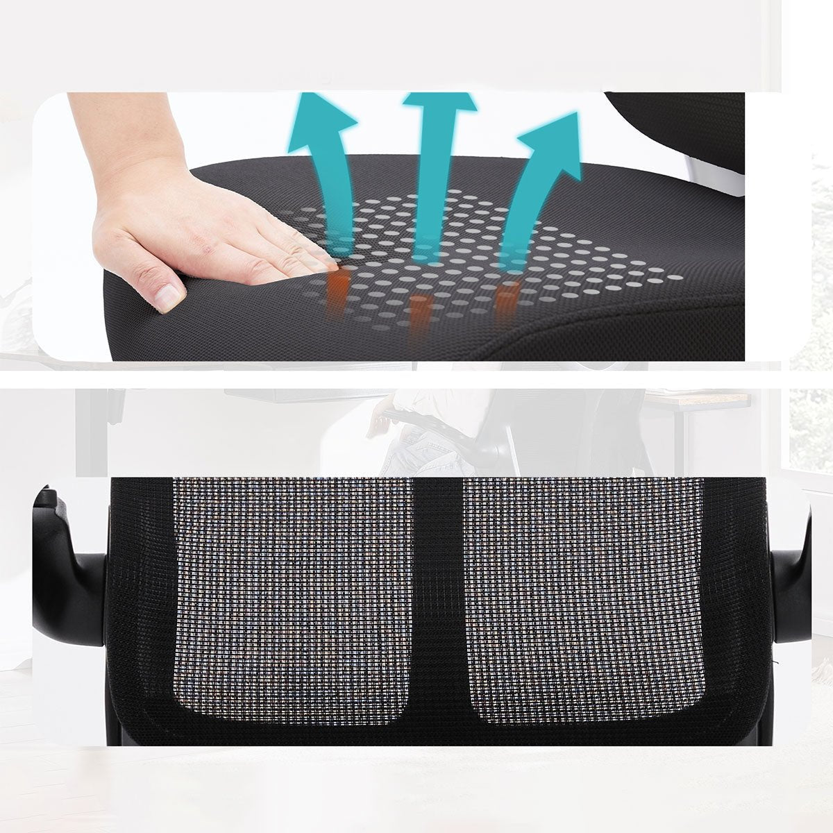 360 ° Rotatable Ergonomic Computer Mesh Office Chair with Armrests Support