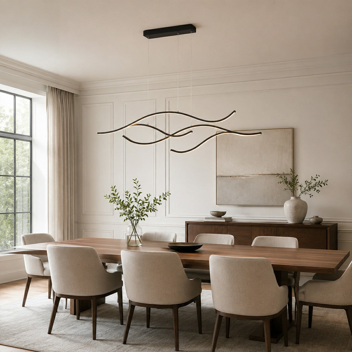 Modern Wave LED Linear Pendant Light