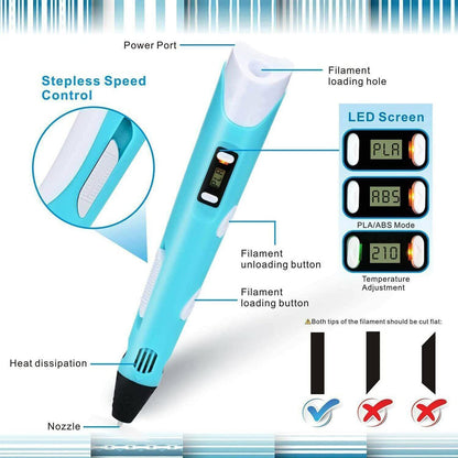 3D Printing Pen For Kids Creative Art Tool Safe No Heat Design Non Toxic Filament Back To School 2025 Gift