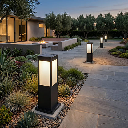 Square Waterproof LED Modern Solar Outdoor Path Lights Post Lights Walkway Lamps