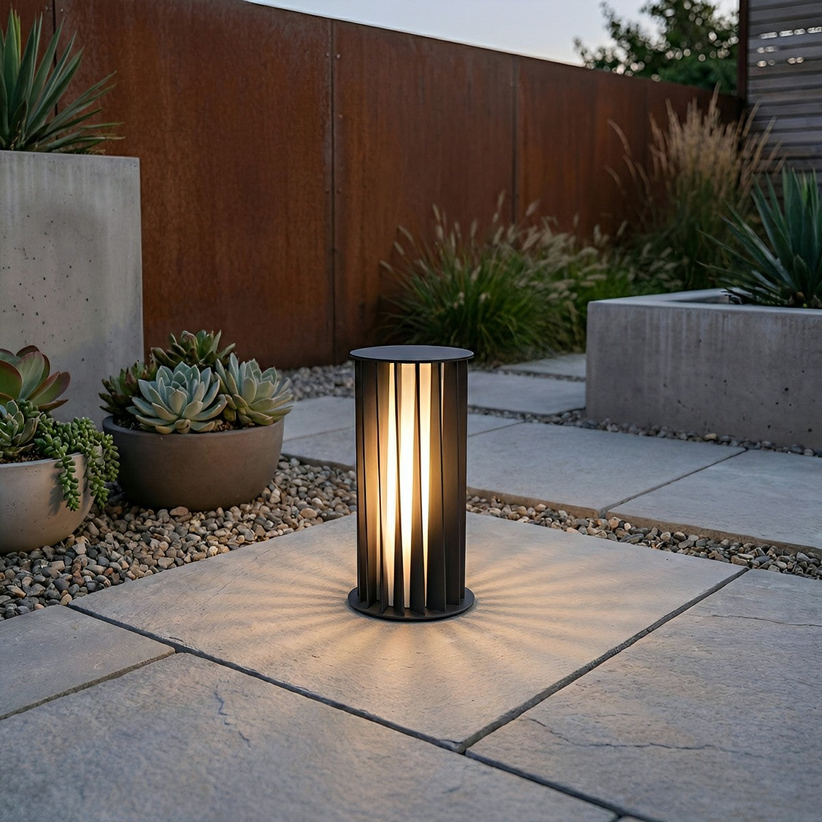 Creative Cylindrical LED Waterproof Black Modern Solar Pathway Light Walkway Floor Lamp - Flare Shack