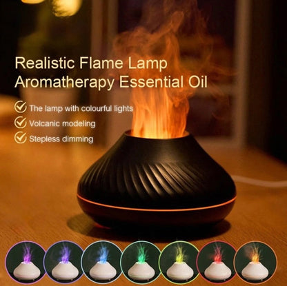 Volcanic Aroma Diffuser Essential Oil Lamp 130ml USB Humidifier with Color Flame Night Light