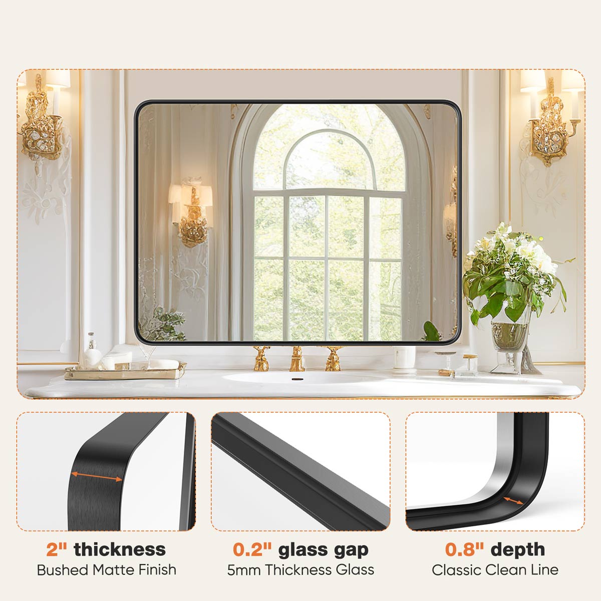 40"×30" Modern Farmhouse Bathroom Vanity Mirror Wall Mirror