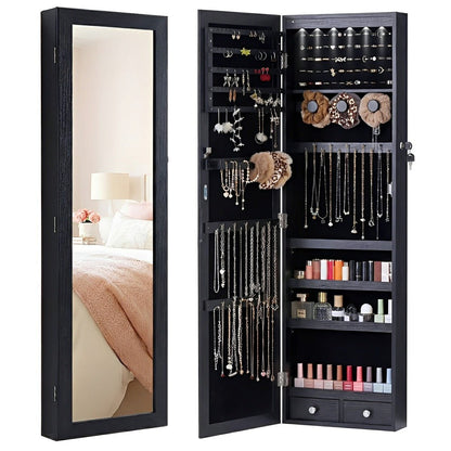 47.2" Wall Jewelry Armoire with Full Mirror & Lockable