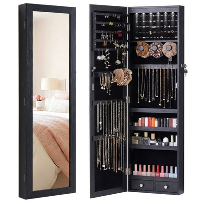 47.2" Wall Jewelry Armoire with Full Mirror & Lockable - Flare Shack