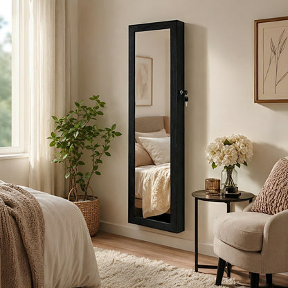 47.2" Wall Jewelry Armoire with Full Mirror & Lockable