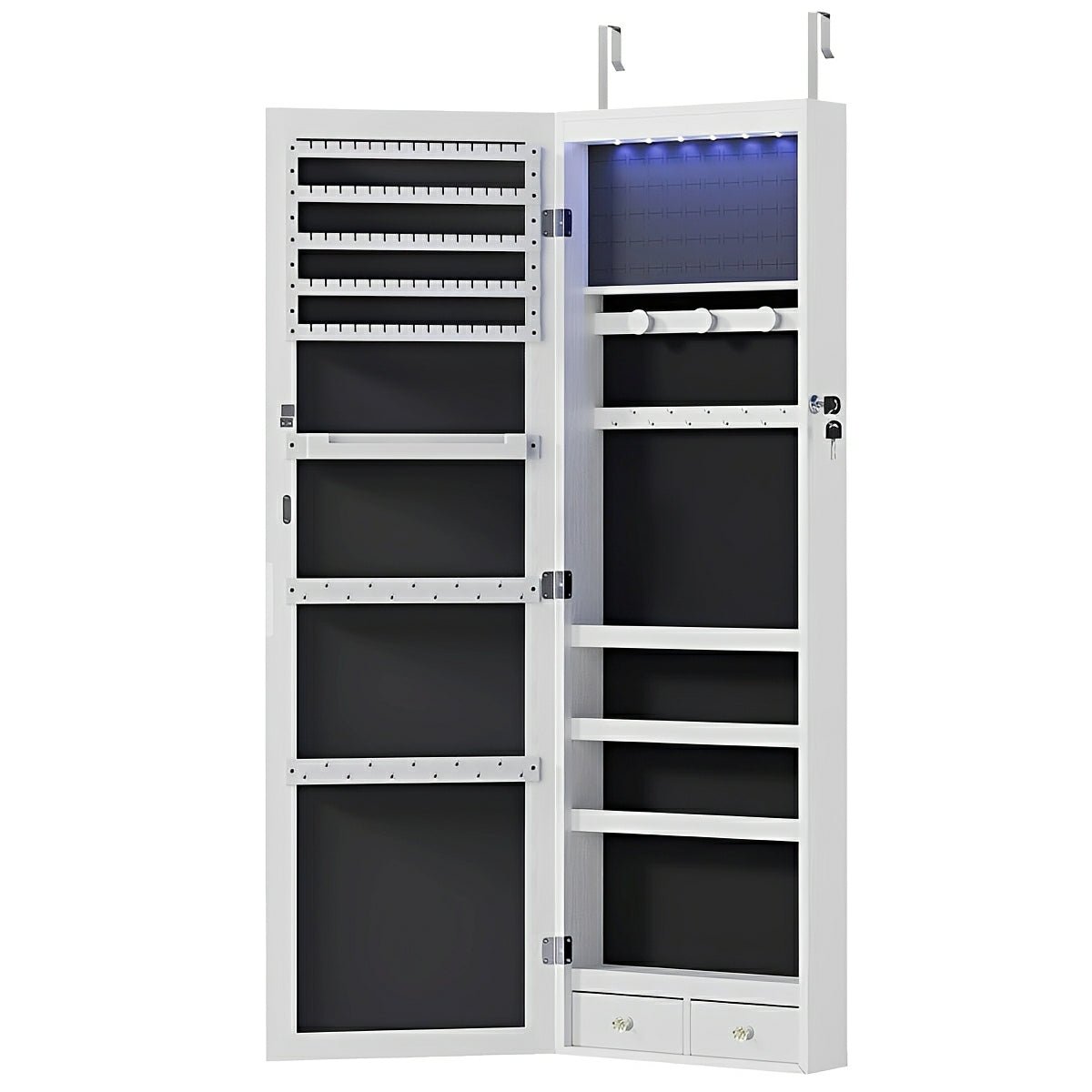 47.2" Wall Jewelry Armoire with Full Mirror & Lockable