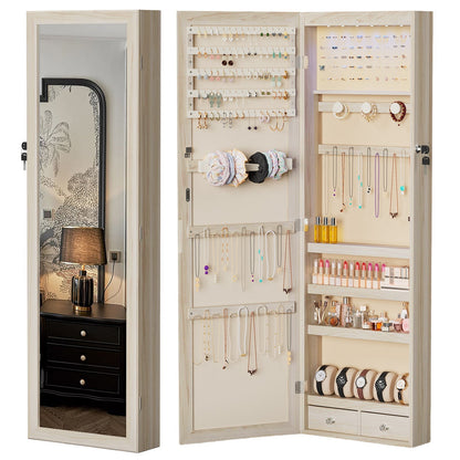 47.2" Wall Jewelry Armoire with Full Mirror & Lockable - Flare Shack