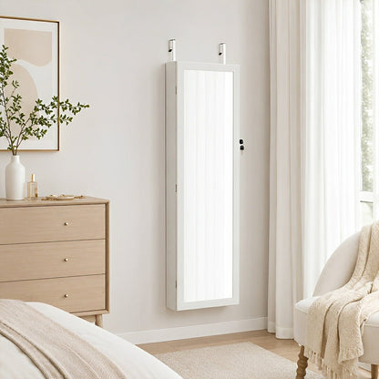 47.2" Wall Jewelry Armoire with Full Mirror & Lockable