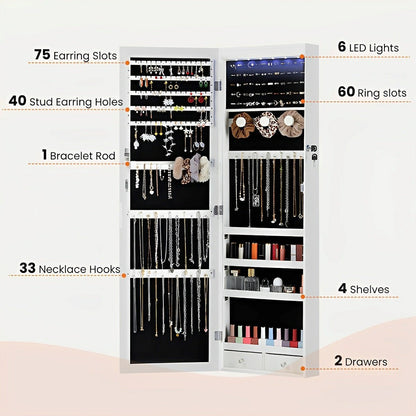 47.2" Wall Jewelry Armoire with Full Mirror & Lockable