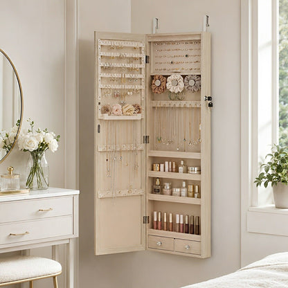 47.2" Wall Jewelry Armoire with Full Mirror & Lockable