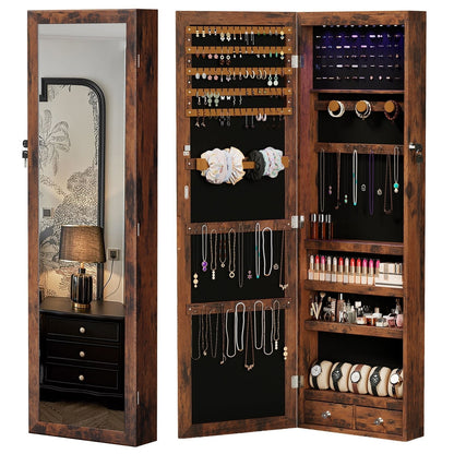 47.2" Wall Jewelry Armoire with Full Mirror & Lockable - Flare Shack