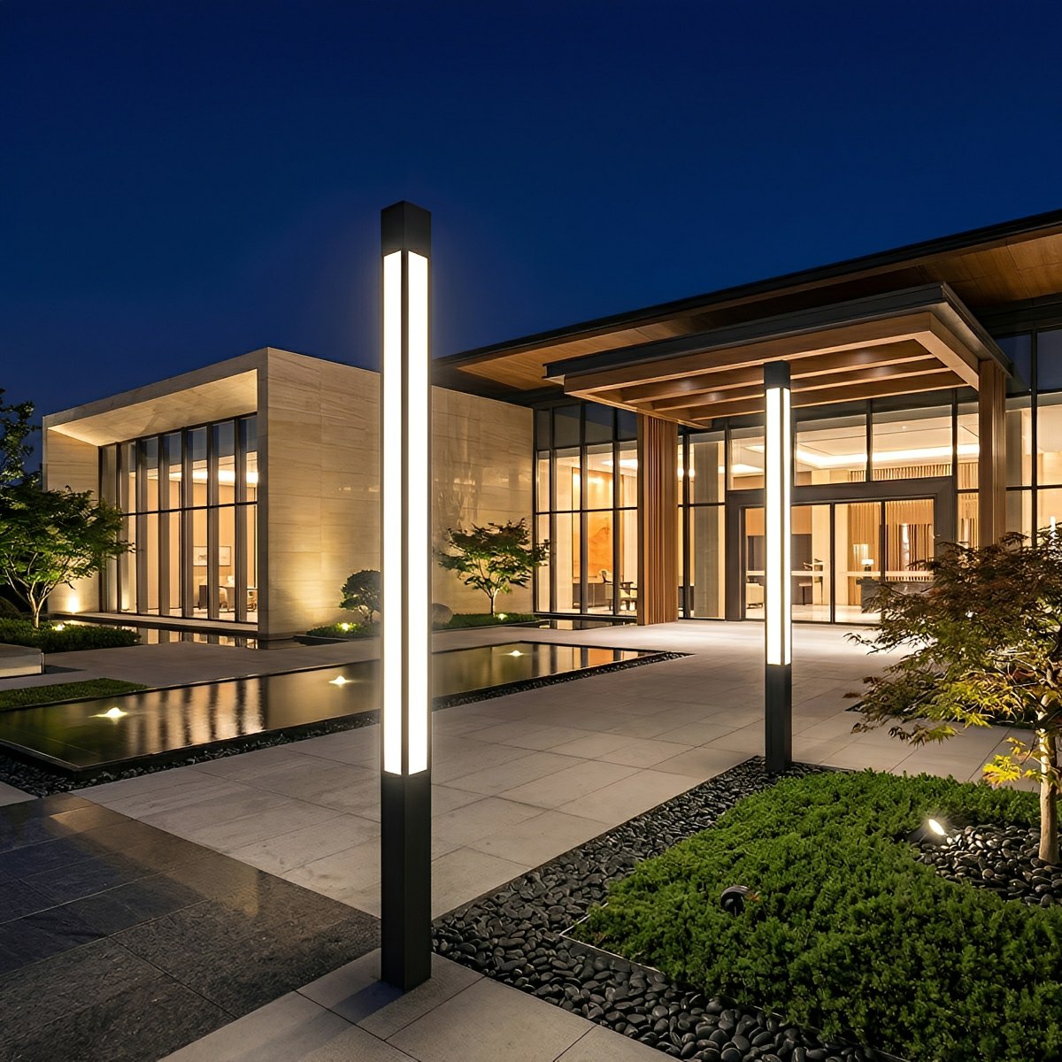 Modern LED Bollard Light – Waterproof Black Outdoor Pathway Light