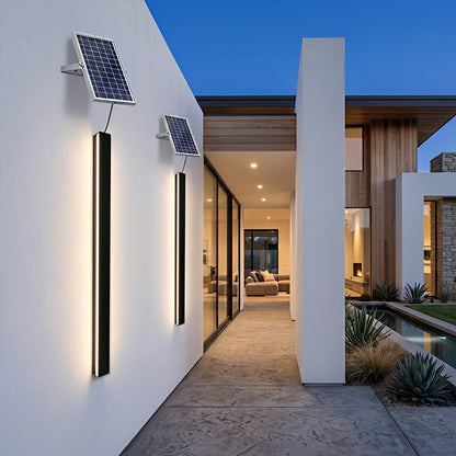 Modern Solar LED Wall Light Waterproof Long Strip Outdoor Sconce