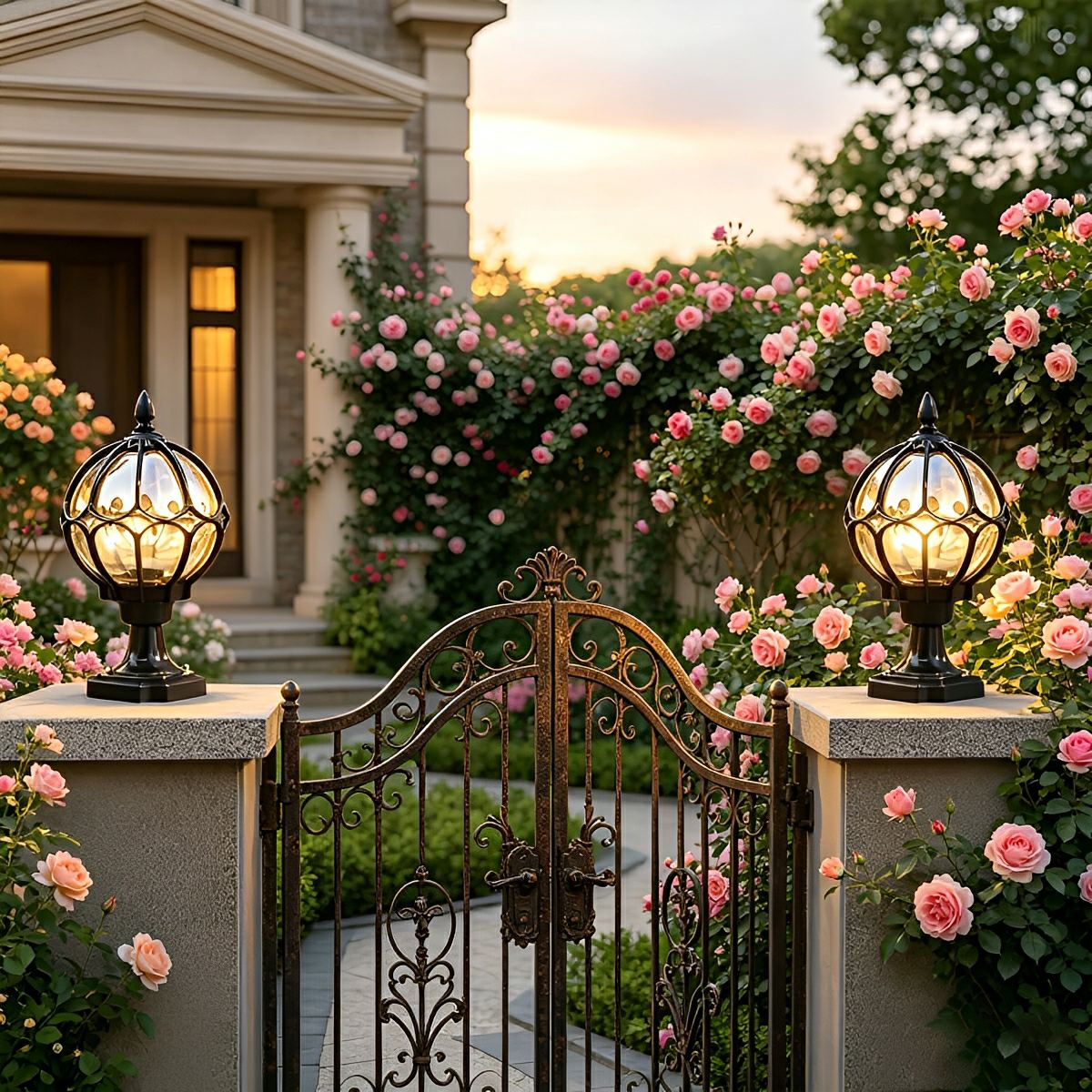 Classic Globe Glass Waterproof LED Outdoor Fence Post Light Pillar Light