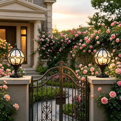 Classic Globe Glass Waterproof LED Outdoor Fence Post Light Pillar Light