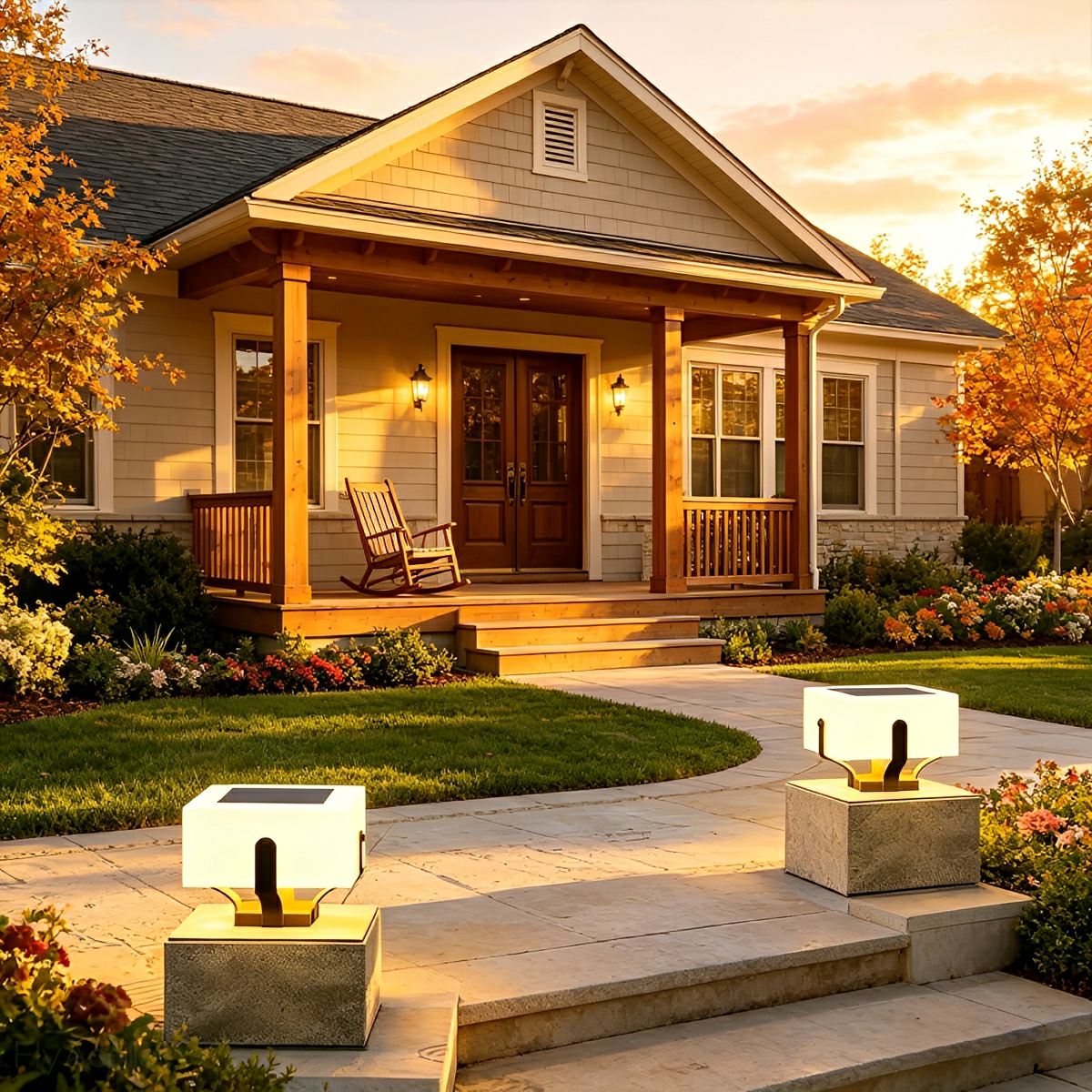 Modern White Square Waterproof Outdoor LED Fence Post Lights