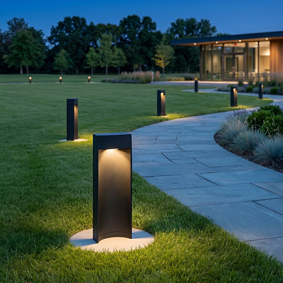 Square LED Waterproof Black Modern Outdoor Lawn Light Path Lights
