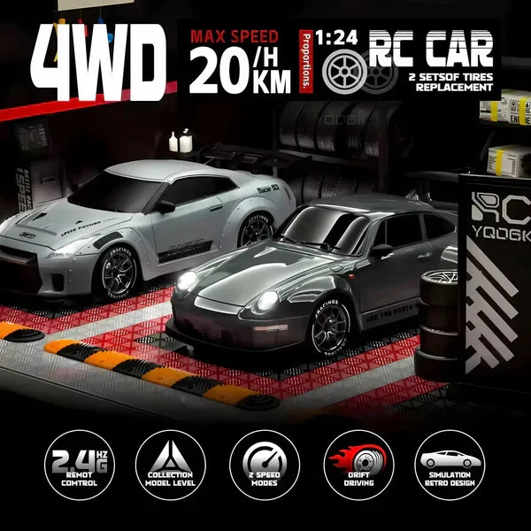 RC Car 4WD LED Lights Retro Drift Master Style High Traction Night Racing Fall 2025 Gift Idea