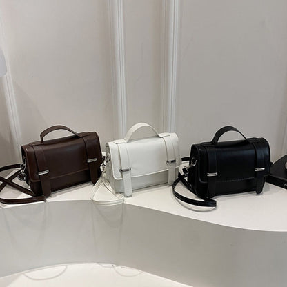 Lightweight Women's Square Mini Bag - Structured Flap, PU Leather, for Everyday Wear