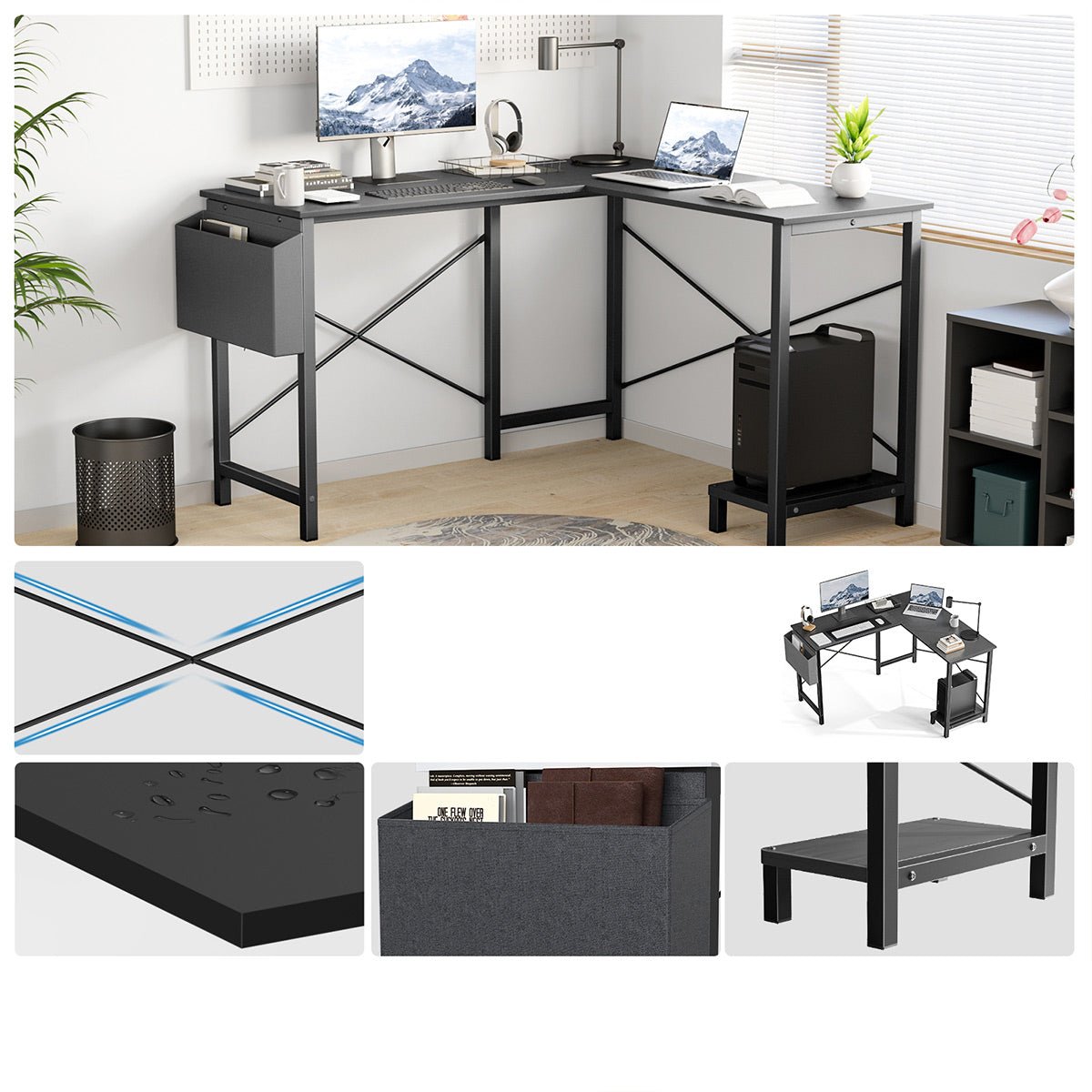 50 Inch Modern L-Shaped Computer Desk Gaming Corner Office Table