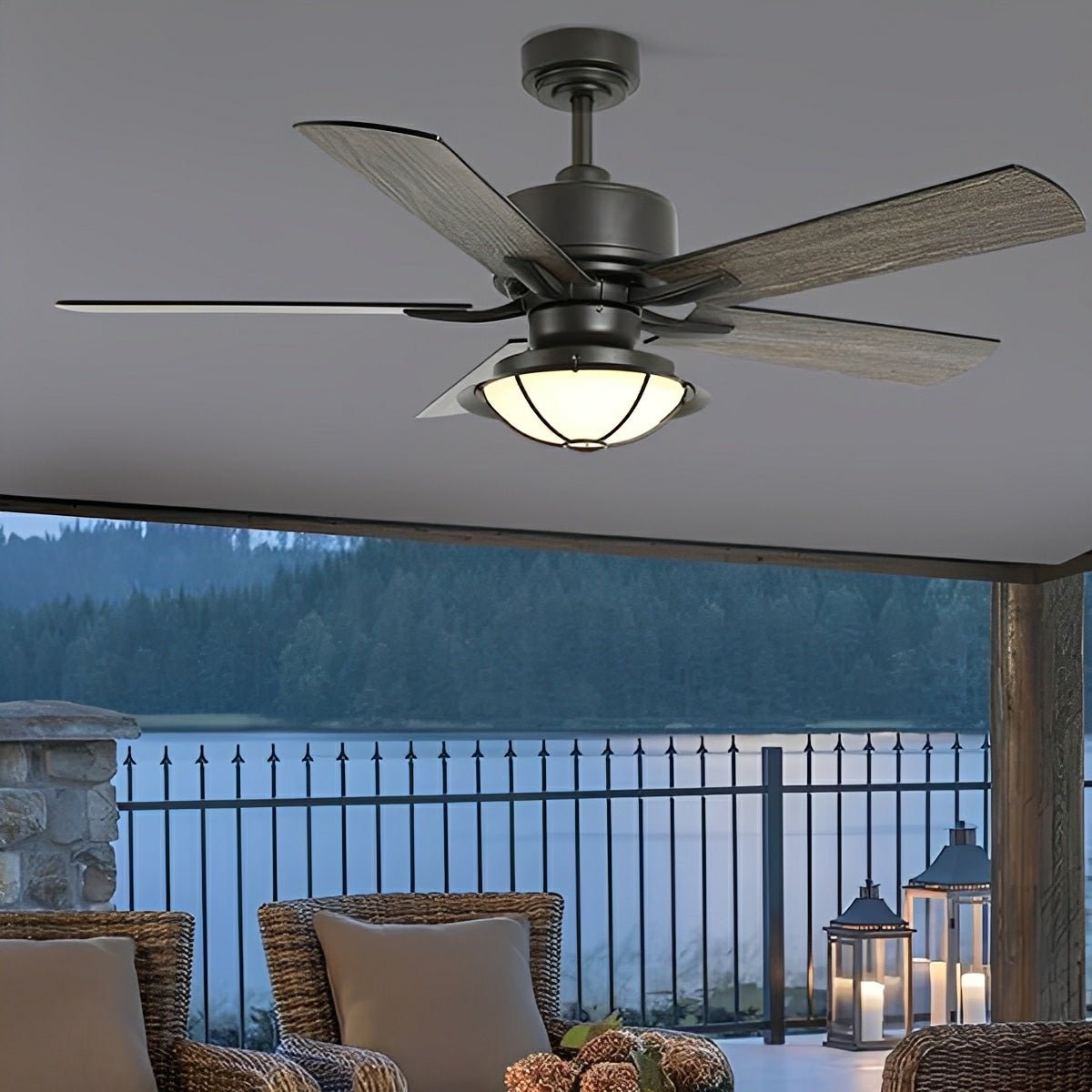 52" Classic Outdoor DC Motor Reverse Ceiling Fan Light - Flare Shack
