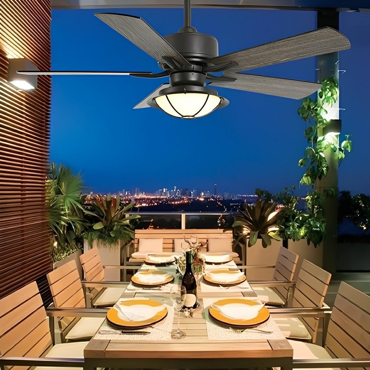 52" Classic Outdoor DC Motor Reverse Ceiling Fan Light - Flare Shack
