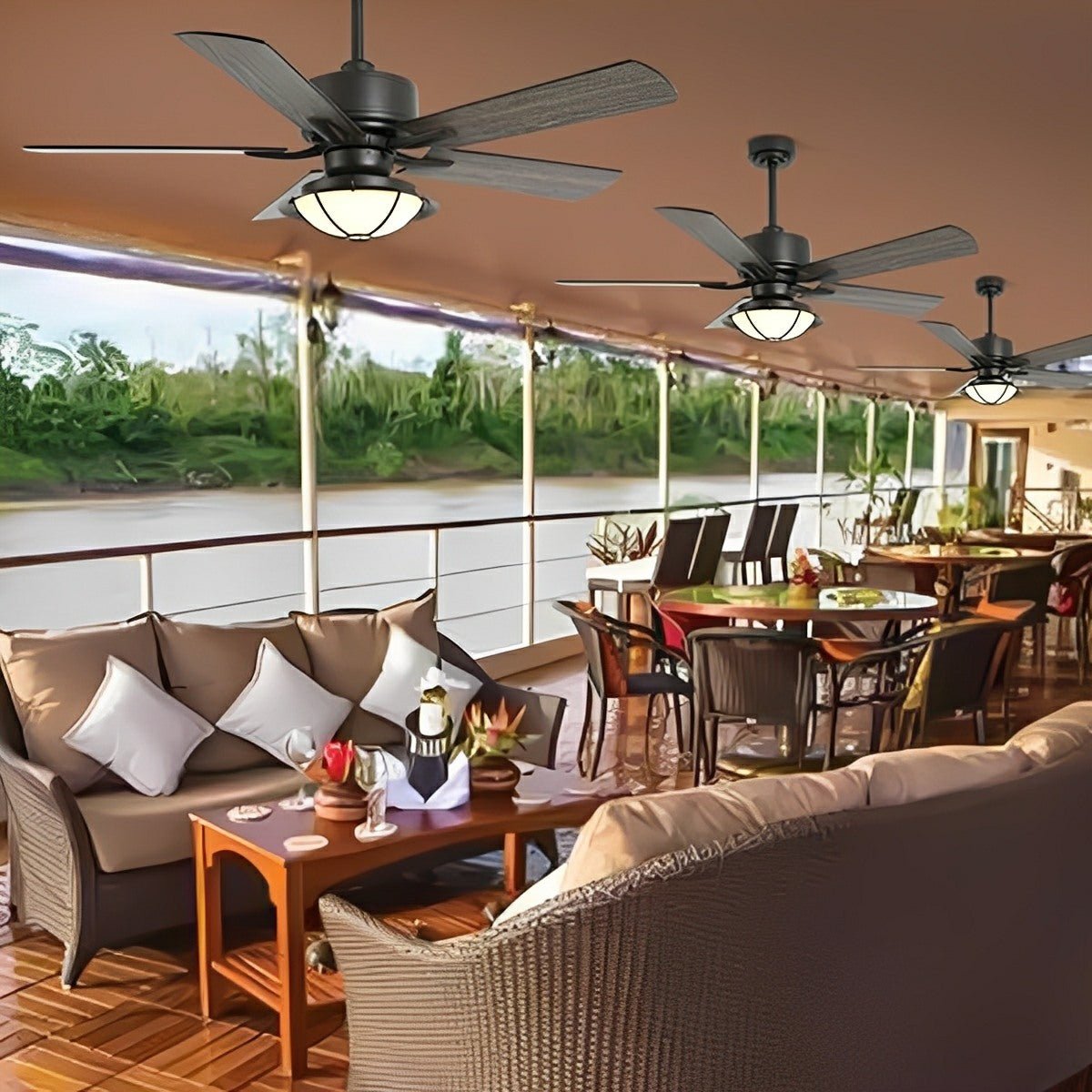 52" Classic Outdoor DC Motor Reverse Ceiling Fan Light