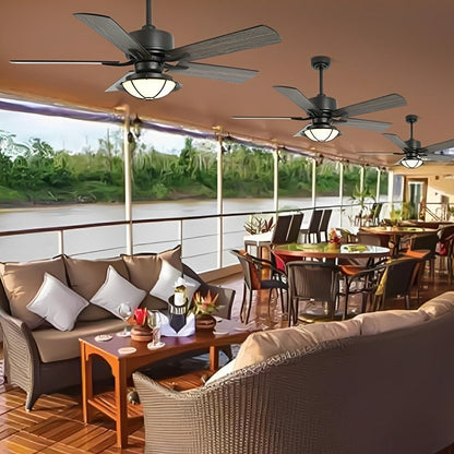 52" Classic Outdoor DC Motor Reverse Ceiling Fan Light