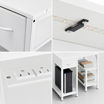 L-Shaped Gaming Desk with LED & Power Outlet