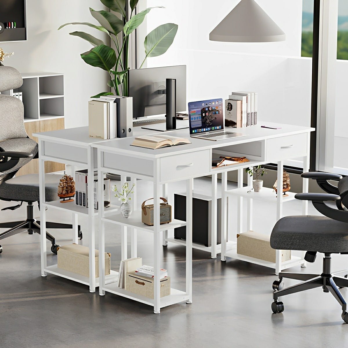 55" Computer Desk with 6 Drawers - for Home Office