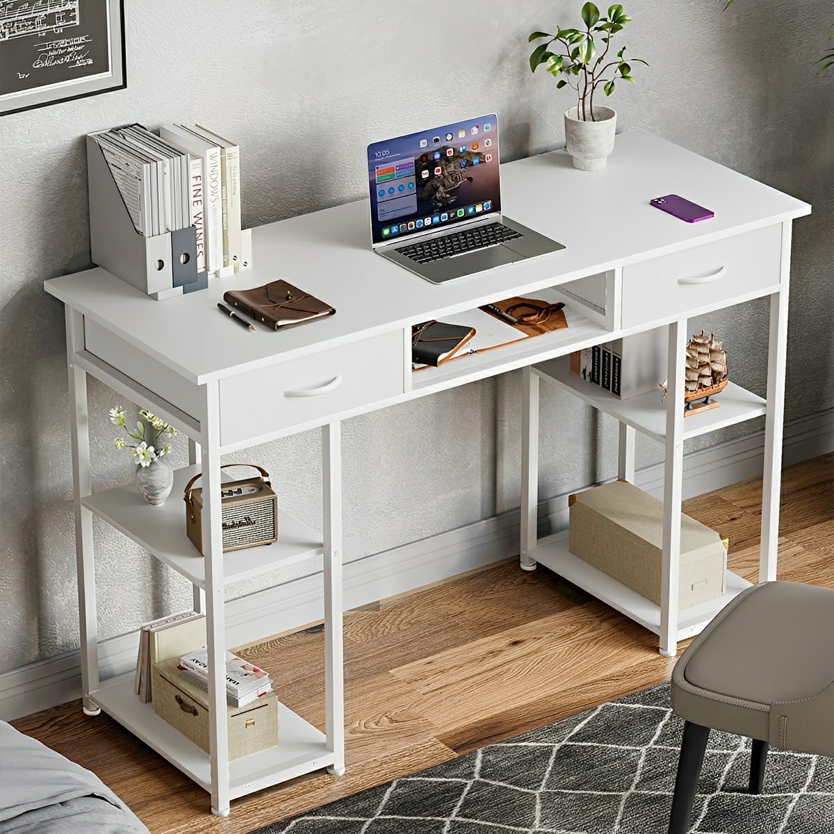 55" Computer Desk with 6 Drawers - for Home Office