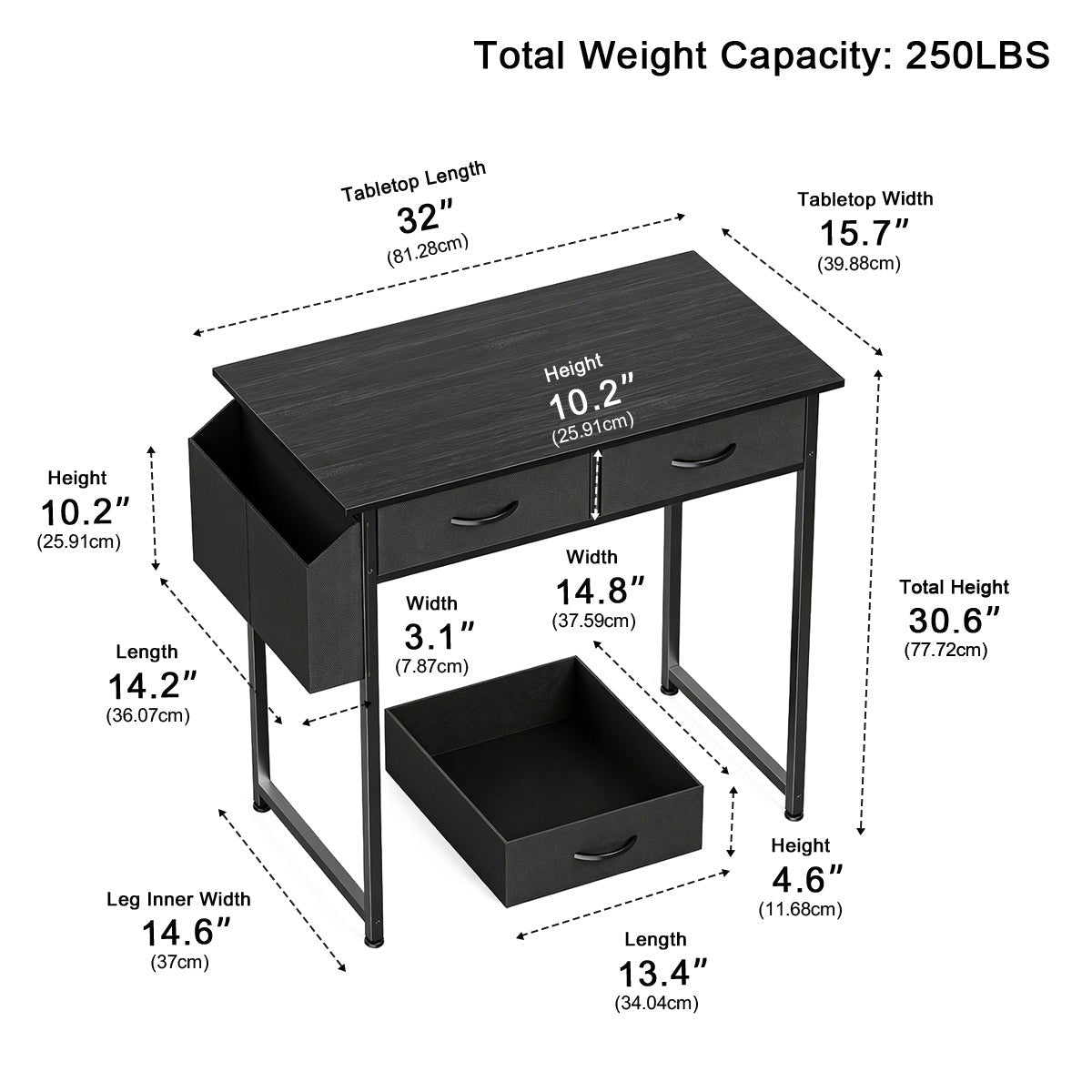 55" Computer Desk with 6 Drawers - for Home Office