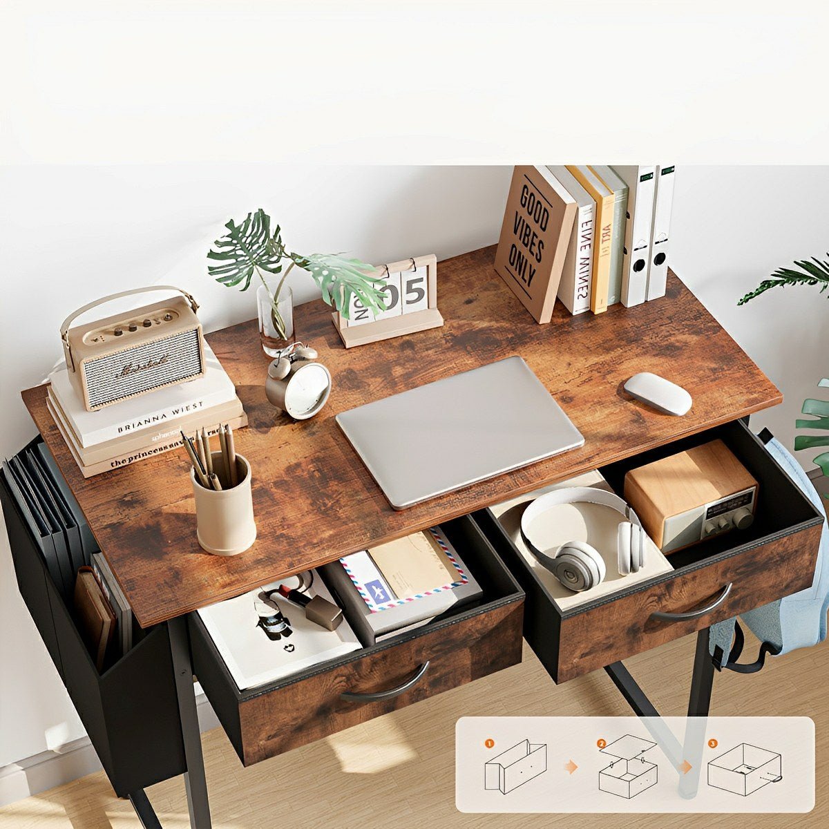 55" Computer Desk with 6 Drawers - for Home Office