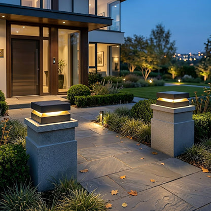 Modern Square Waterproof Black Outdoor Post Lights