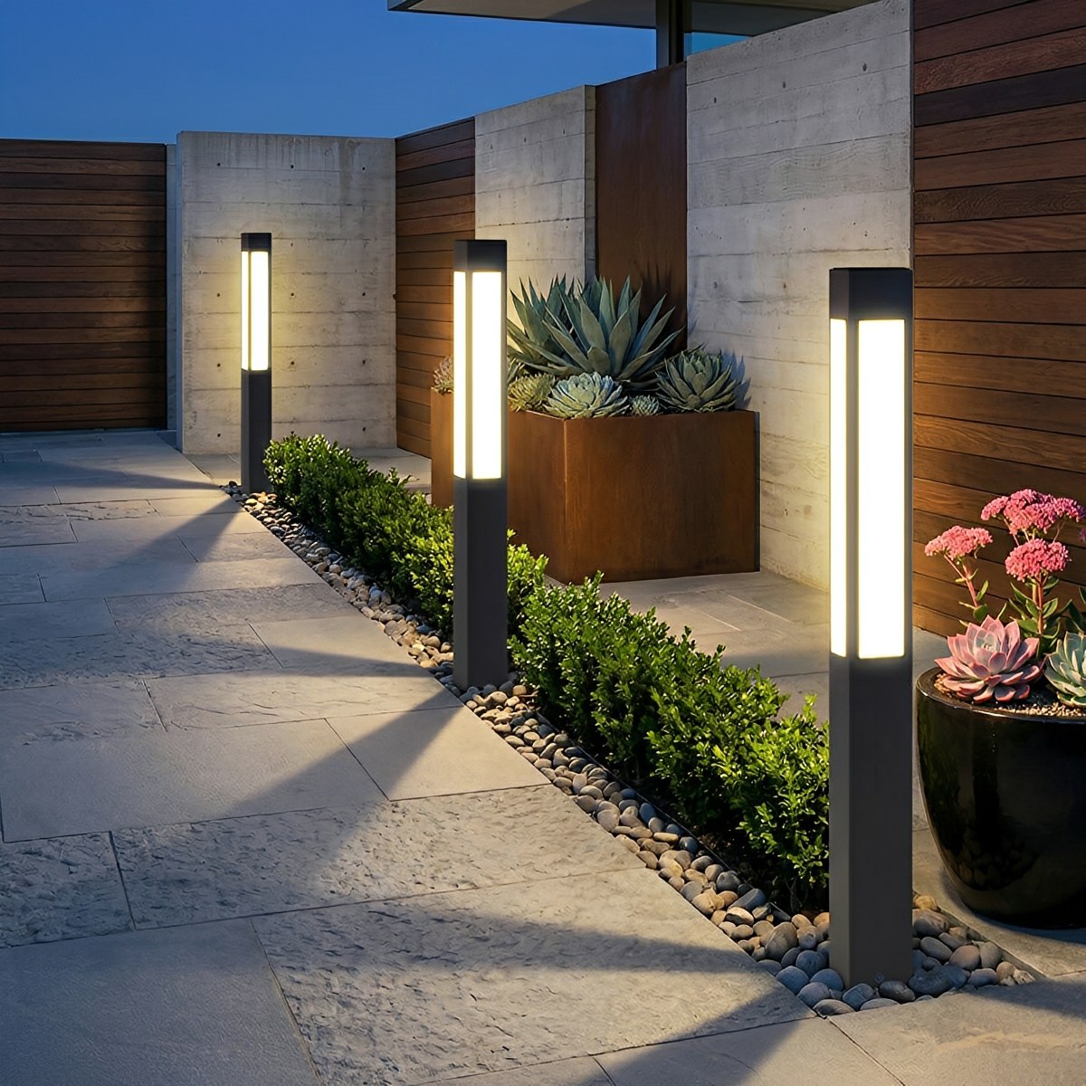 Modern LED Bollard Light – Waterproof Black Outdoor Pathway Light