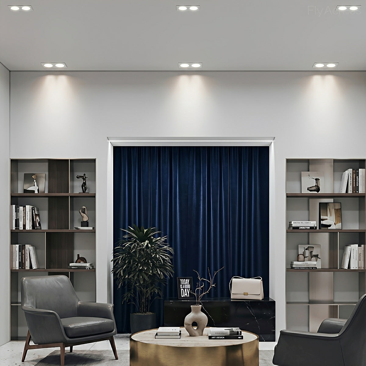 Modern Minimalist Ceiling Downlight 2-Lights Recessed LED Spotlight