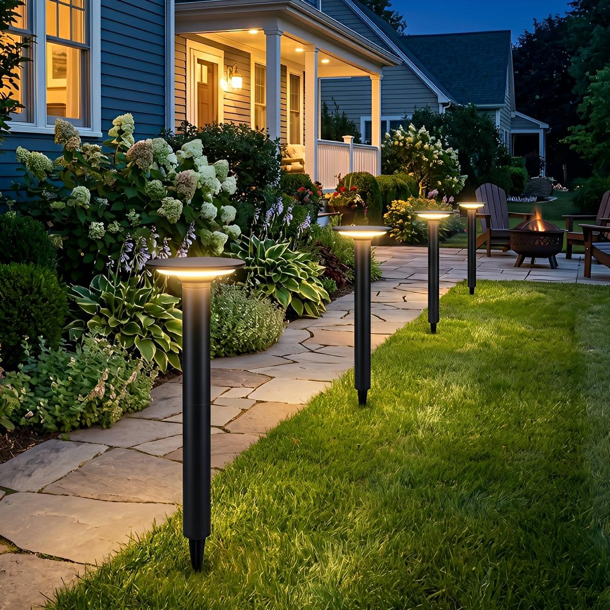 Waterproof Solar Round UFO Shaped LED Path Lights Outdoor Lawn Lights