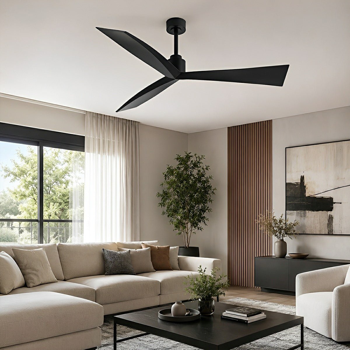 60" Contemporary Architecture Ceiling Fan with 3 Blades - Flare Shack