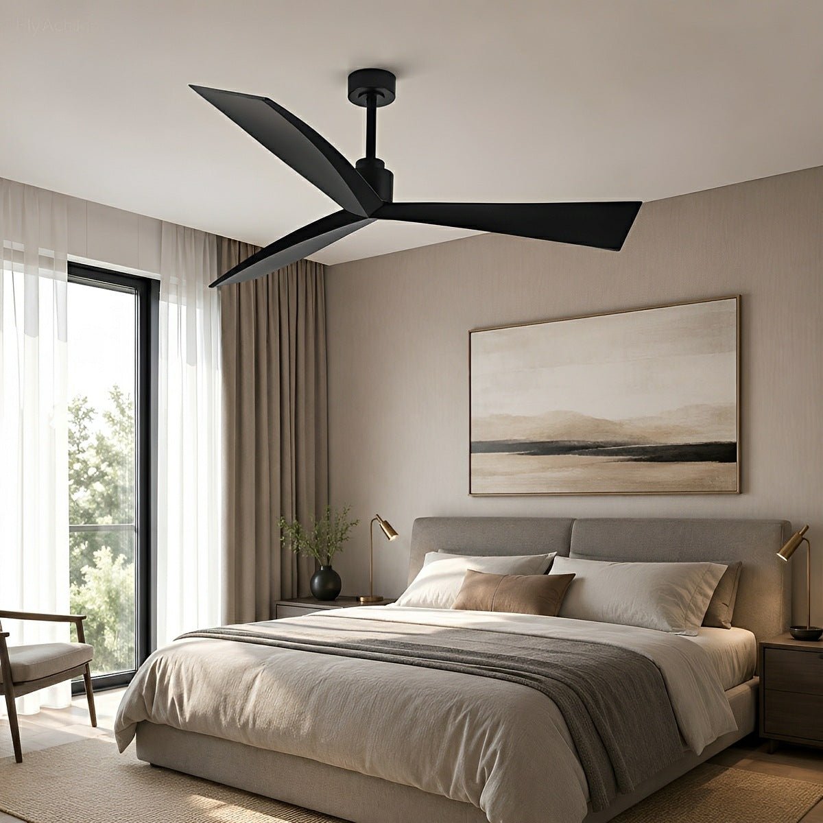 60" Contemporary Architecture Ceiling Fan with 3 Blades - Flare Shack