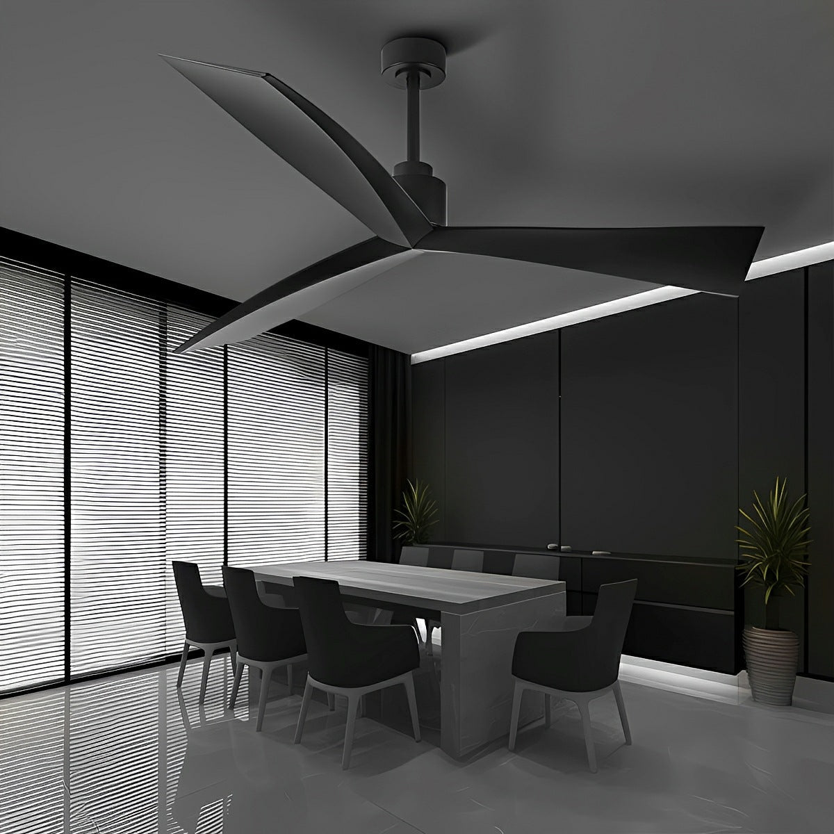 60" Contemporary Architecture Ceiling Fan with 3 Blades
