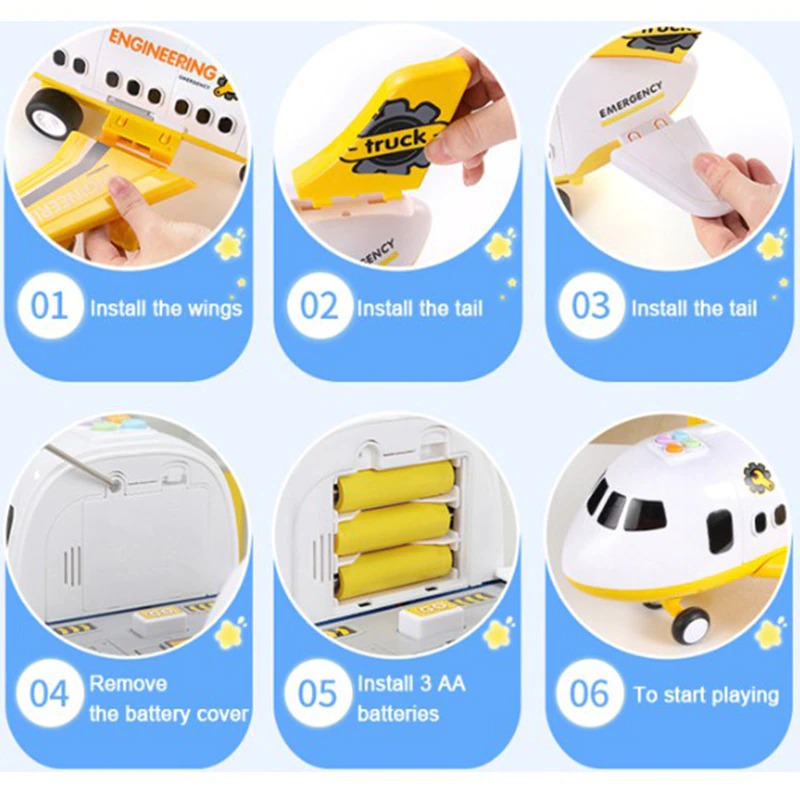 Airplane Toy Set XL Emergency Rescue Playset For Kids Back To School 2025 Gift Idea