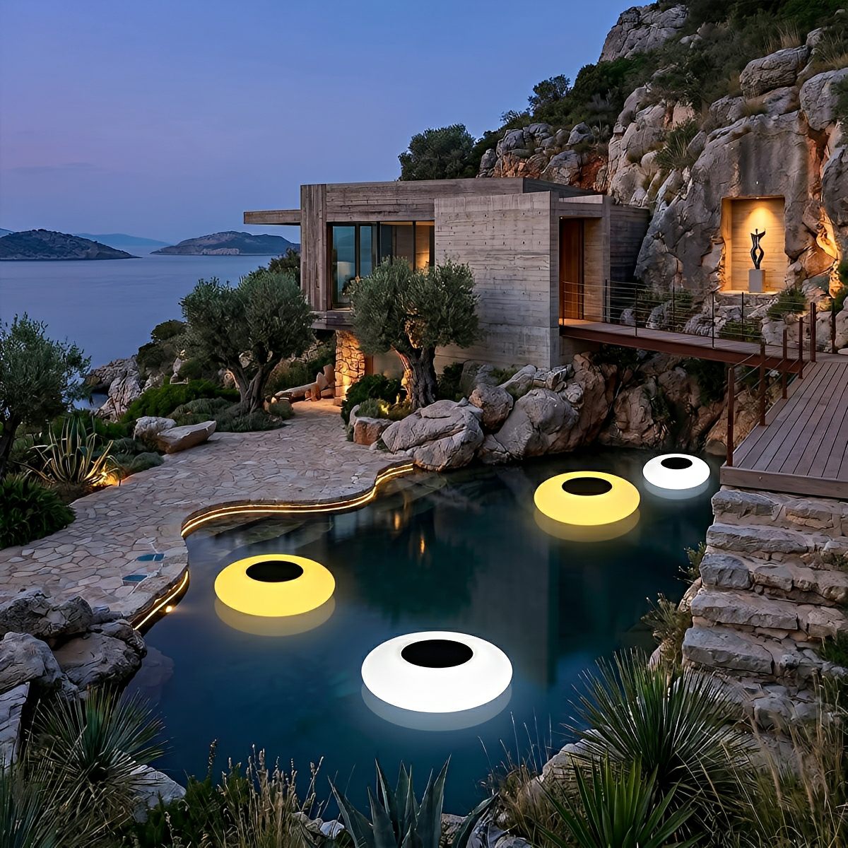 Round Colorful RGB LED Waterproof Solar Modern Outdoor Lights Pool Lights Water Floating Light Pond Lamp