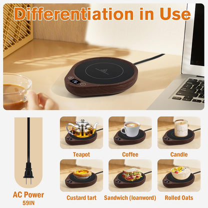 Coffee Mug Warmer Set With 5.5 Inch Heating Plate, Touch Controls, 3 Temperature Levels, 4 Hour Auto Off, Back to School Gift 2025