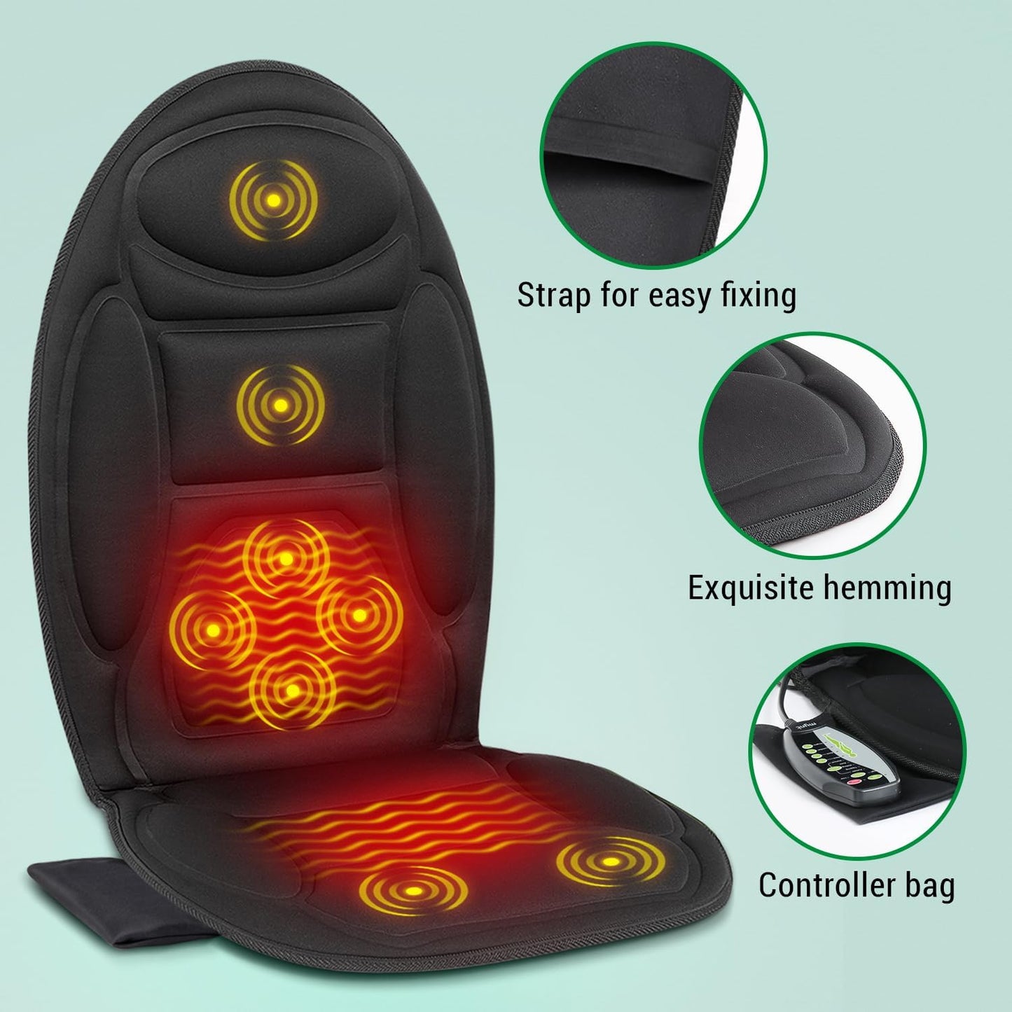 Massage Cushion For Chair And Car Seat With Heat Eight Vibration Nodes Back Pain Relief Fall 2025