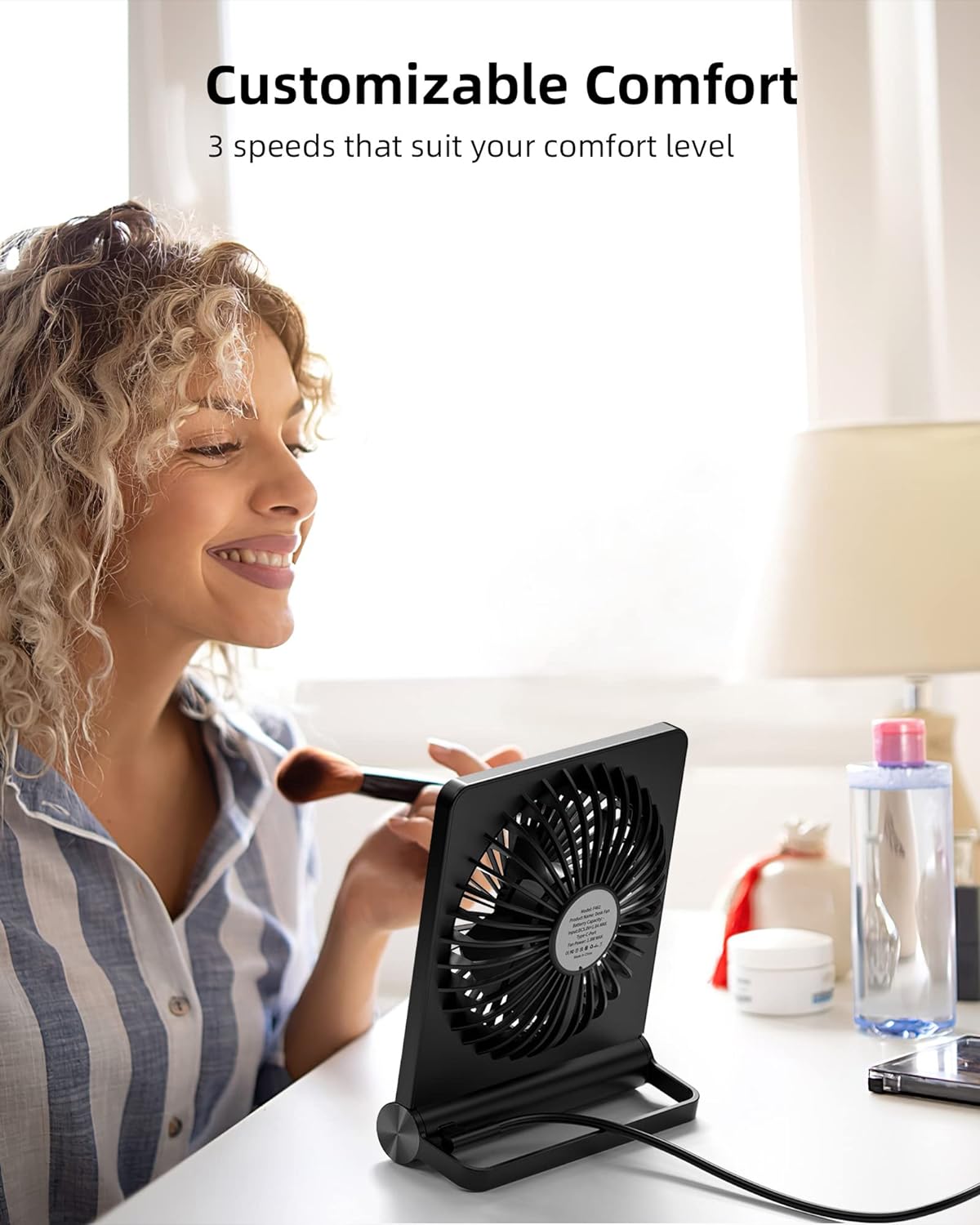 Desk Fan Ultra Quiet USB C Powered Compact 220 Degree Pivot Space Saving Personal Cooling Fall 2025 Gift