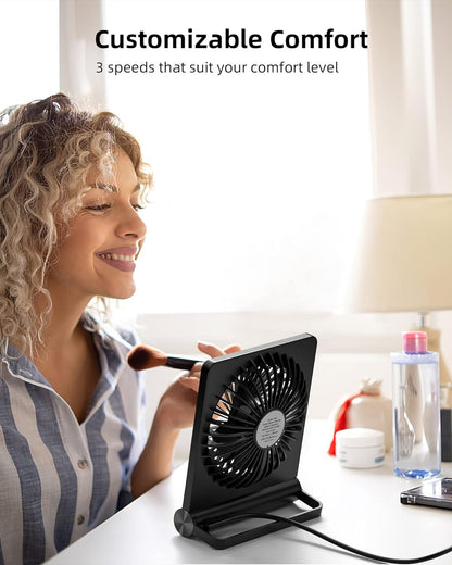 Desk Fan Ultra Quiet USB C Powered Compact 220 Degree Pivot Space Saving Personal Cooling Fall 2025 Gift