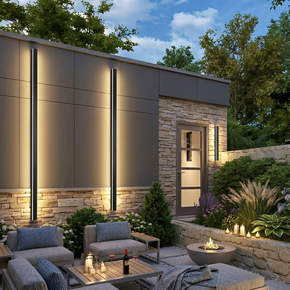 Modern Solar LED Wall Light Waterproof Long Strip Outdoor Sconce
